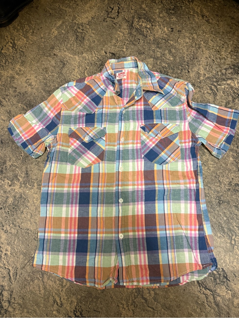 Vintage Edwin Japan Lightweight Plaid Western Button Down Shirt - Size Medium